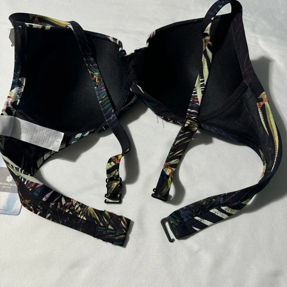 NWT Everyday Sunday Bikini Top  Midnight Multi Colour Palm Size 6 D Cup - Picture 5 of 8